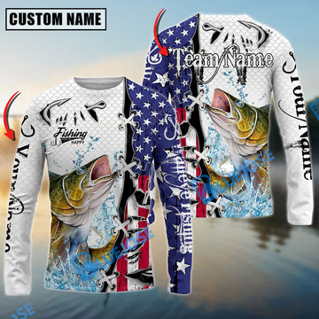 Bluejose Walleye Fishing American Flag Splash Custom Name & Team Name 3D Shirts