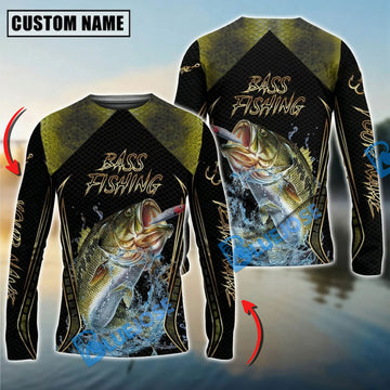 Bluejose Golden Bass Fishing Jumping Design Custom Name & Team Name 3D Shirts