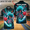 BlueJose Bowling Monster Lightning Strike Customized Name, Team Name 3D Shirt (4 Colors)