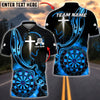 BlueJose Darts Christian Cross Flaming Dartboard Faith Symbol Multicolor Options Personalized Name Shirt (6 Colors)