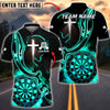 BlueJose Darts Christian Cross Flaming Dartboard Faith Symbol Multicolor Options Personalized Name Shirt (6 Colors)