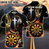 BlueJose Darts Christian Cross Flaming Dartboard Faith Symbol Multicolor Options Personalized Name Shirt (6 Colors)