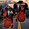 BlueJose Darts Christian Cross Flaming Dartboard Faith Symbol Multicolor Options Personalized Name Shirt (6 Colors)