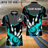 BlueJose Bowling And Pins Flaming Strike Customized Name, Team Name 3D Shirt (4 Colors)