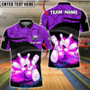 BlueJose Bowling & Pins Flaming Striking Gray Black Geometric Customized Name, Team Name 3D Shirt (4 Colors)