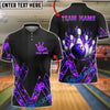 BlueJose Bowling & Pins Fire Graphic Flame Design Customized Name, Team Name 3D Shirt (4 Colors)