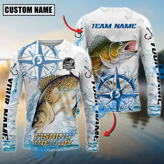 Bluejose Walleye Fishing Compass Navigation Style Custom Name & Team Name 3D Shirts