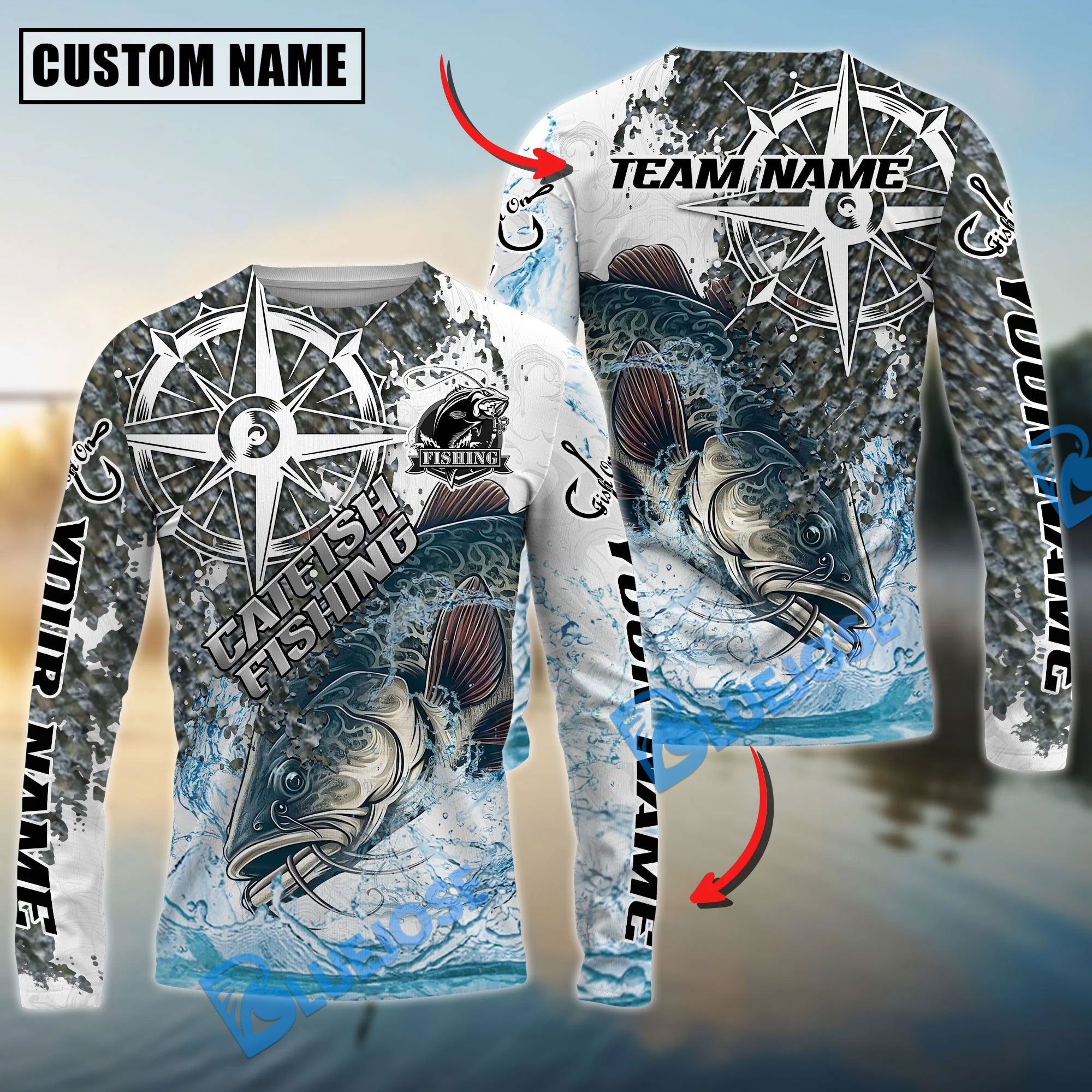 Bluejose Catfish Fishing Scale Pattern Splash Art Custom Name & Team N ...
