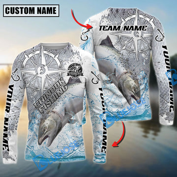 Bluejose Chinook Fishing Scale Pattern Splash Art Custom Name & Team Name 3D Shirts