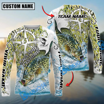 Bluejose Crappie Fishing Scale Pattern Splash Art Custom Name & Team Name 3D Shirts