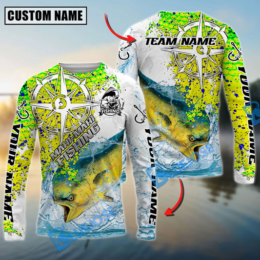 Bluejose Mahi-mahi Fishing Scale Pattern Splash Art Custom Name & Team Name 3D Shirts