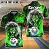 BlueJose Bowling & Pins Fire Lion Power Art Customized Name, Team Name 3D Shirt (6 Colors)