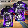 BlueJose Bowling & Pins Fire Lion Power Art Customized Name, Team Name 3D Shirt (6 Colors)