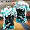 BlueJose Bowling & Pins Dark Wolf Fury Graphic Customized Name, Team Name 3D Shirt (4 Colors)