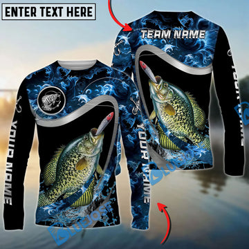 Bluejose Crappie Fishing Ocean Wave Predator Custom Name & Team Name 3D Shirts