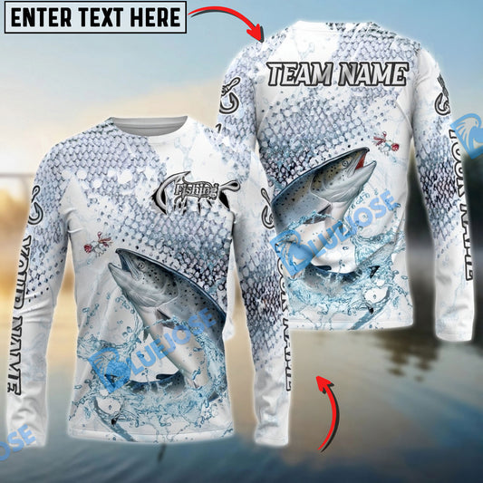 Bluejose Chinook Salmon Fishing Skin Clean Sport Style Custom Name & Team Name 3D Shirts