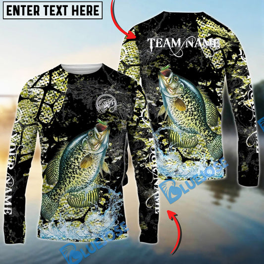 Bluejose Crappie Fishing Dark Water Art Style Custom Name & Team Name 3D Shirts