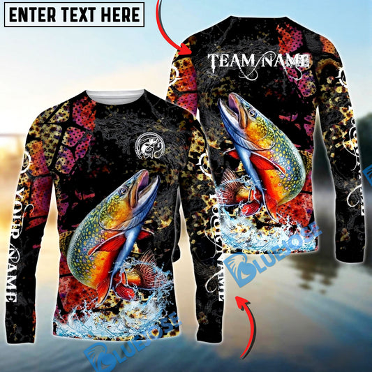 Bluejose Trout Fishing Dark Water Art Style Custom Name & Team Name 3D Shirts