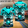 BlueJose Bowling & Pins Tech Armor Strike Explosion Customized Name, Team Name 3D Shirt (4 Colors)