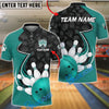BlueJose Bowling & Pins Ball Strike Curved Graphic Pattern Customized Name, Team Name 3D Shirt (4 Colors)