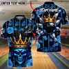 BlueJose Bowling & Pins King Skull Golden Rose Floral Customized Name, Team Name 3D Shirt (6 Colors)