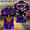 BlueJose Bowling & Pins King Skull Golden Rose Floral Customized Name, Team Name 3D Shirt (6 Colors)
