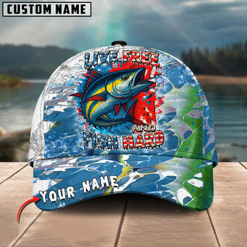 BlueJose Tuna Live Free Fish Hard Design Personalized Cap