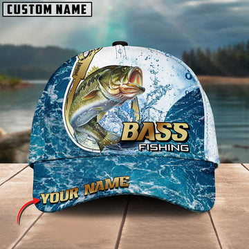 BlueJose Bass Fishing Golden Hook Graphic Personalized Cap