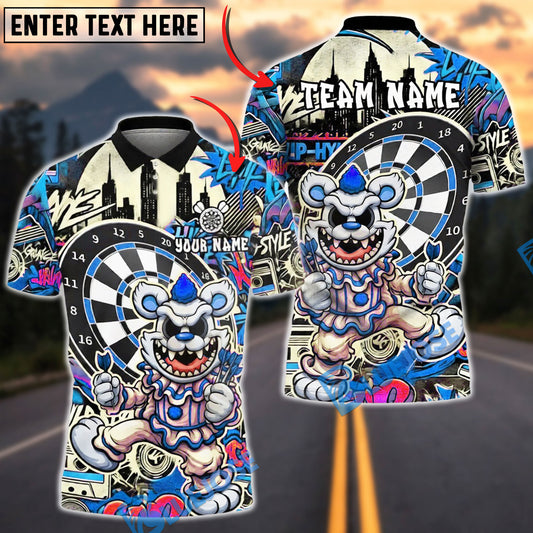 BlueJose Darts Clown Urban Graffiti Art Multicolor Options Personalized Name Shirt (4 Colors)