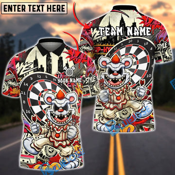BlueJose Darts Clown Urban Graffiti Art Multicolor Options Personalized Name Shirt (4 Colors)