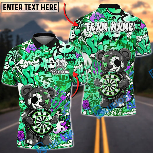BlueJose Darts Zombie Bear Dark Graffiti Horror Art Multicolor Options Personalized Name Shirt (4 Colors)