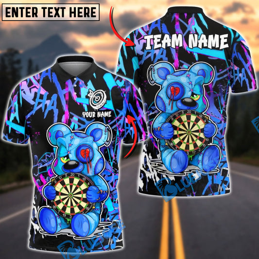 BlueJose Darts Bear Graffiti Heart Breaker Art Multicolor Options Personalized Name Shirt (6 Colors)