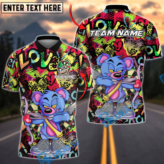 BlueJose Darts Bear Archer Graffiti Love Theme Multicolor Options Personalized Name Shirt (4 Colors)