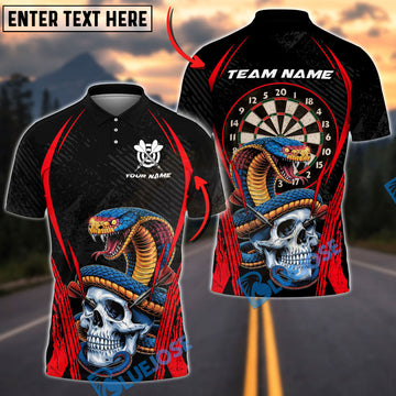 BlueJose Darts Snake Skull Dark Warrior Multicolor Options Personalized Name Shirt (4 Colors)