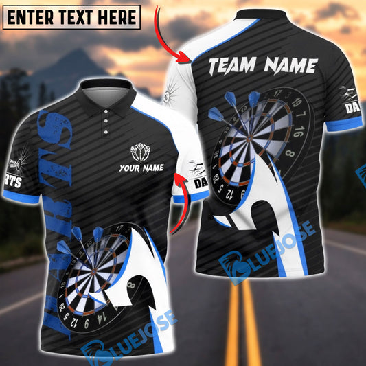 BlueJose Darts Sport Arrow Motion Design Multicolor Options Personalized Name Shirt (4 Colors)