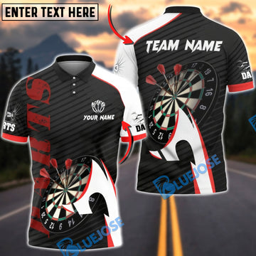 BlueJose Darts Sport Arrow Motion Design Multicolor Options Personalized Name Shirt (4 Colors)