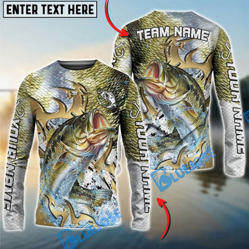 Bluejose Bass Fishing Trophy Power Splash Art Custom Name & Team Name 3D Shirts