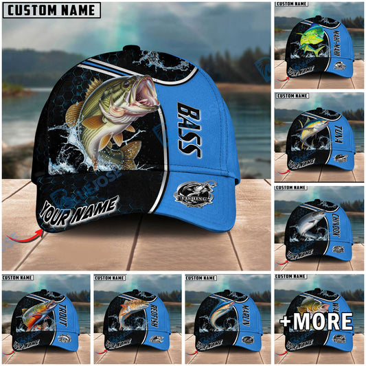 BlueJose Blue Hexagon Sport Style Water Splash Personalized Cap (13 Breeds)