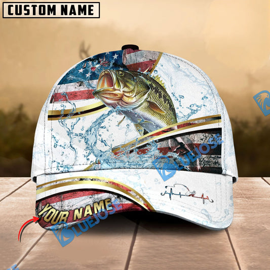 BlueJose Fishing Power Strike Vintage American Flag Design Personalized Cap (12 Breeds)