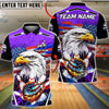 BlueJose Bowling & Pins Patriotic Eagle Flaming Strike Customized Name, Team Name 3D Shirt (4 Colors)