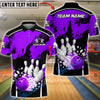 BlueJose Bowling & Pins Explosion Impact Shattered Pins Customized Name, Team Name 3D Shirt (4 Colors)