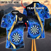 BlueJose Darts Flaming Dartboard Shirt Fire Burst Golden Streak Multicolor Options Personalized Name Shirt (4 Colors)