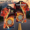 BlueJose Darts Flaming Dartboard Shirt Fire Burst Golden Streak Multicolor Options Personalized Name Shirt (4 Colors)