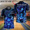 BlueJose Bowling And Pins Crazy Neon Bear Strike Customized Name, Team Name 3D Shirt (4 Colors)
