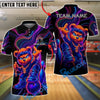BlueJose Bowling And Pins Gangster Neon Bear Attitude Customized Name, Team Name 3D Shirt (4 Colors)