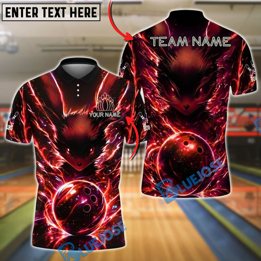 BlueJose Bowling And Pins Electric Cosmic Fox Customized Name, Team Name 3D Shirt (4 Colors)