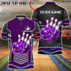 BlueJose Bowling & Pins Futuristic Bowling Ball Energy Pin Impact Design Customized Name, Team Name 3D Shirt (4 Colors)