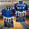 BlueJose Bowling & Pins Metallic Bowling Ball Pin Strike Power Design Customized Name, Team Name 3D Shirt (4 Colors)