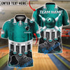 BlueJose Bowling & Pins Metallic Bowling Ball Pin Strike Power Design Customized Name, Team Name 3D Shirt (4 Colors)