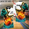 BlueJose Bowling And Pins Fire and Lightning Customized Name, Team Name 3D Shirt (4 Colors)